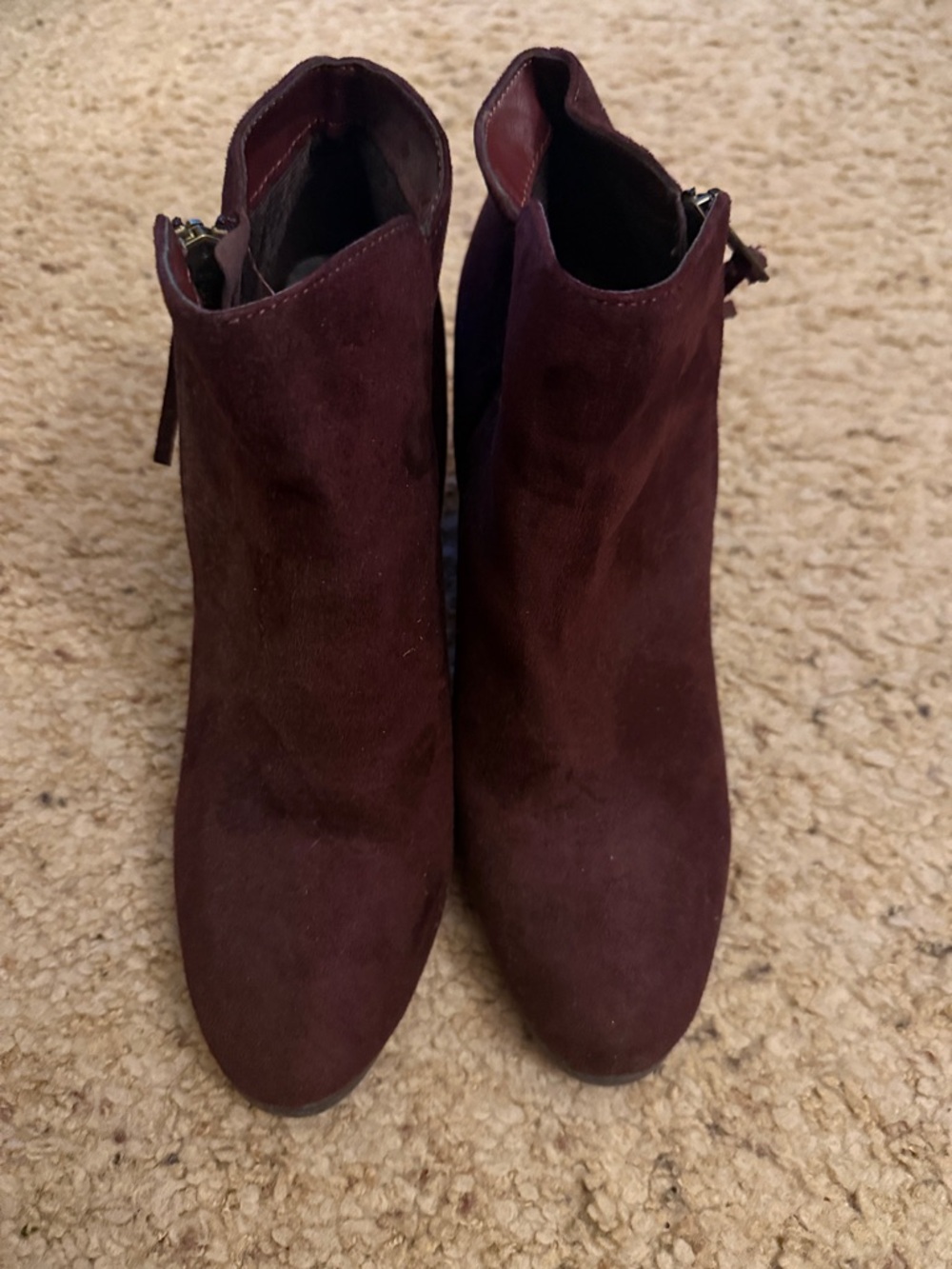 Charlotte Russe Burgundy Suede Ankle Booties